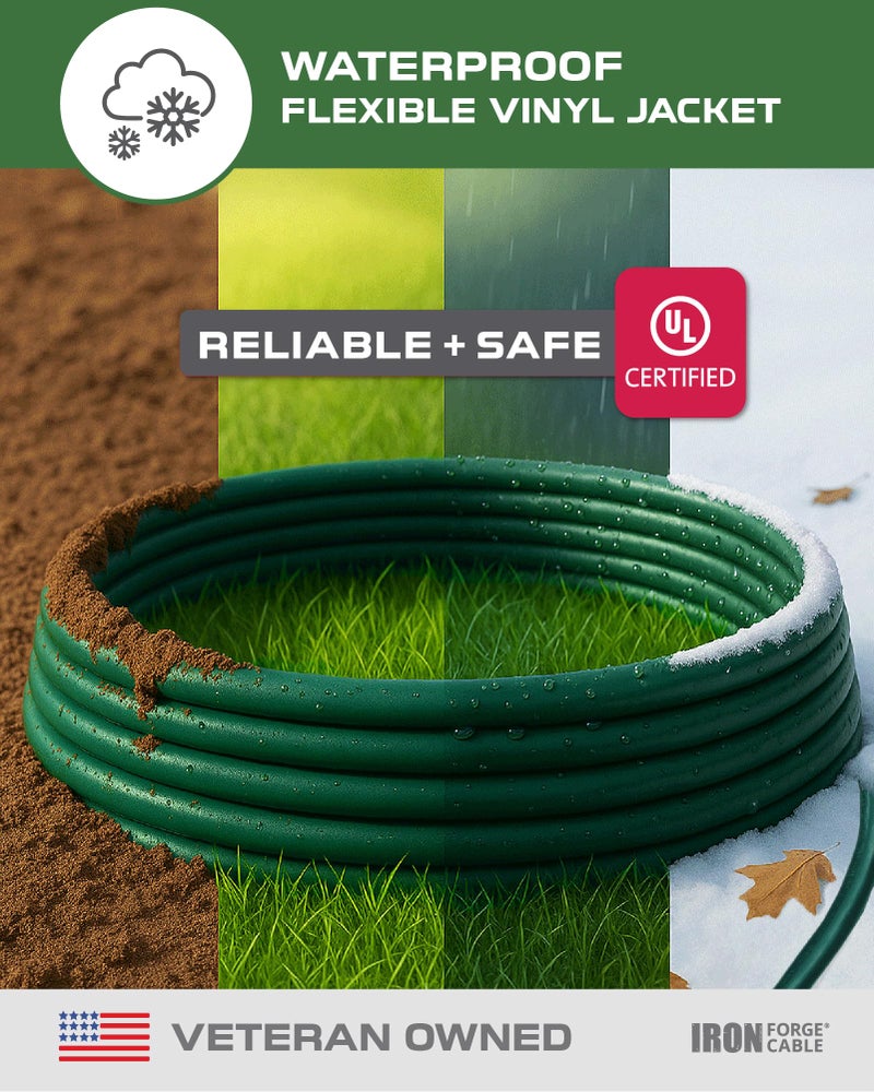 Iron Forge Cable Weatherproof 50 Ft Outdoor Extension Cord - 16/3 SJTW Heavy Duty Green Extension Cord Outdoor 3 Prong - 13 Amp Exterior Power Cable - Image 2
